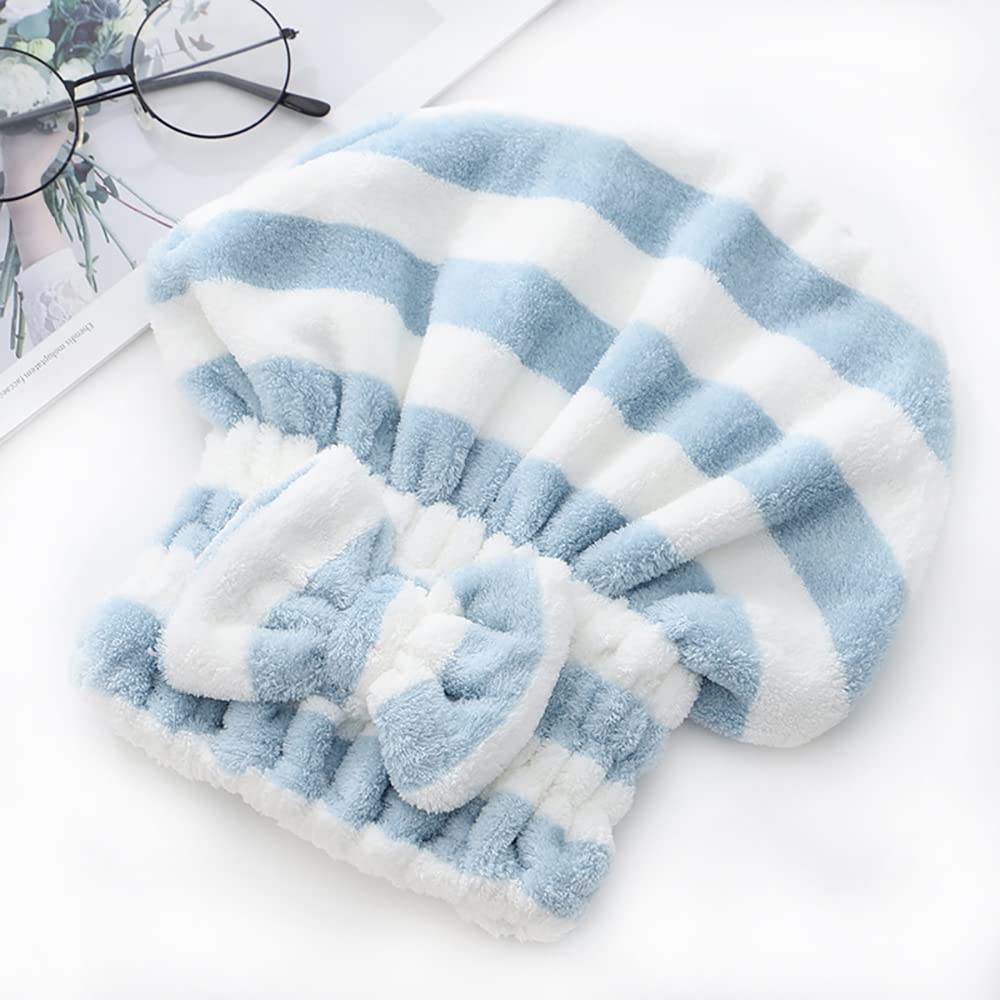 Hair Drying Towel Wrap with Bow-Knot & Shower Cap Set !