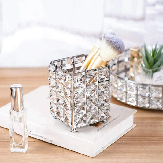 Makeup Brush Holder & Eyebrow Pencil Holder – Silver