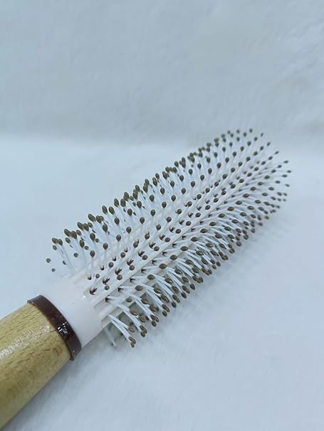 Round Comb Hair Brush with Organic Bamboo Handle – For Men & Women Short Hair Wet & Dry Hair