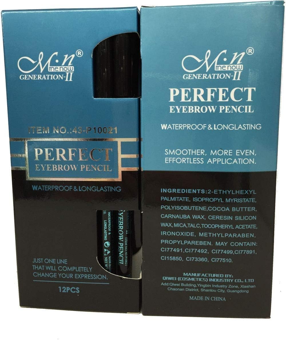 M.N Eyebrow Pencil ā Waterproof & Long-lasting (Black) Pack of 12 pcs