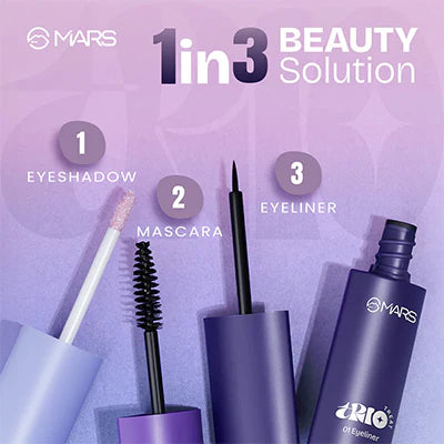 MARS TRIO Treat 3-IN-1 Eye Makeup Kit with Eyeliner, Mascara & Eyeshadow