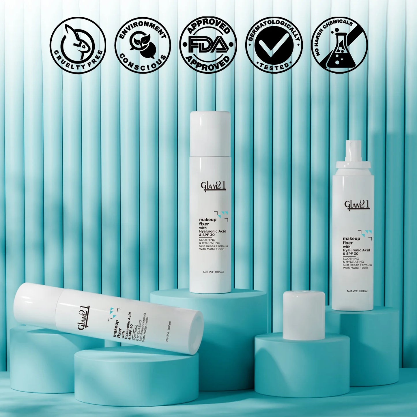 GLAM21 MAKEUP FIXER SPRAY WITH HYALURONIC ACID & SPF 30