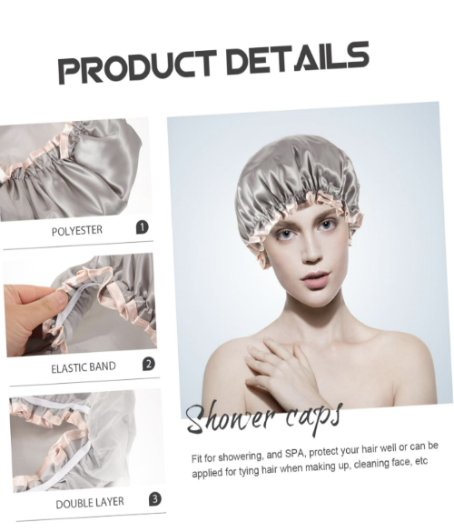 1pc Double Layer Shower Cap for Spa and Makeup