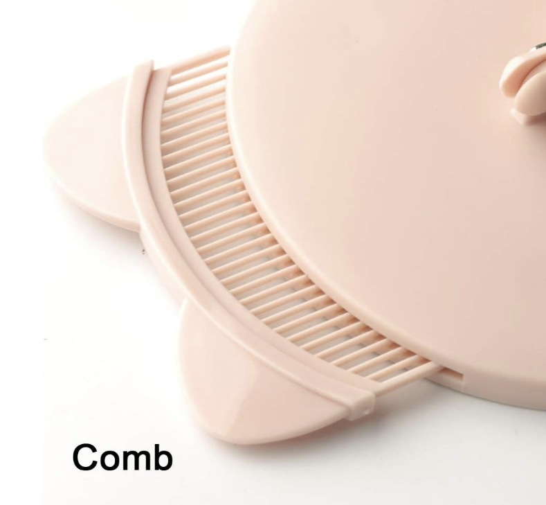 Round Desktop Cosmetic Mirror with Cat Ear Comb