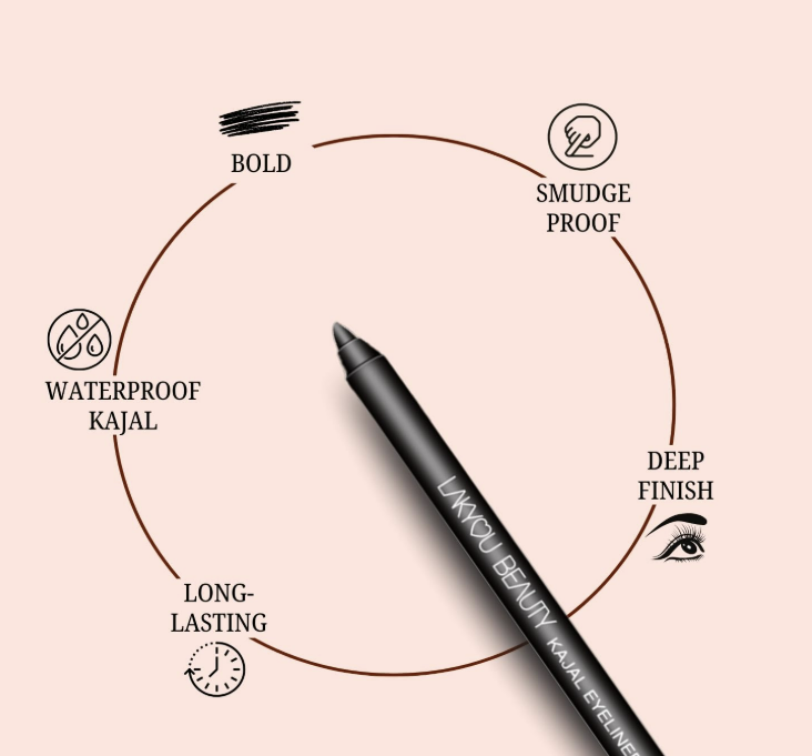 Lakyou Beauty Kajal Eyeliner Pencil | 24H Wear | Waterproof | Smudge proof |