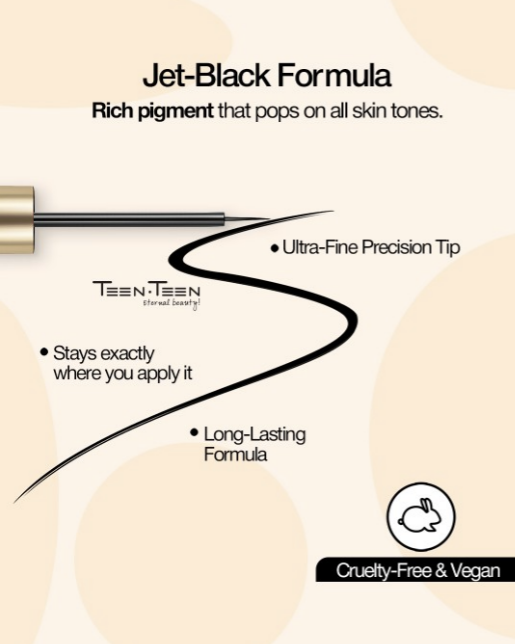 TEEN TEEN COSMETICS Platinum Infinite Waterproof & Non Transfer Black Eyeliner