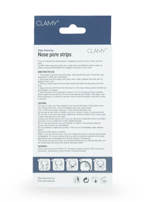 CLAMY Deep Cleansing Nose Pore Strips Removes Blackheads Oil Dirt & Cleanses Pores