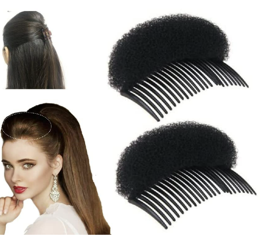Set Of 2 Volumizer Puff Donut With Comb For Girls And Womans hair styling tool