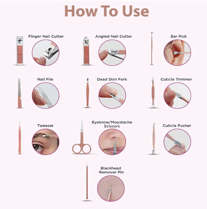 Manicure kit for women and Men, 10 Pieces, Nail Clipper