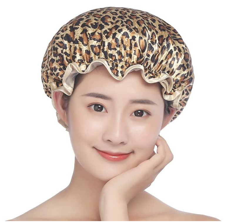 Leopard Shower Cap Reusable Bath Cap Waterproof