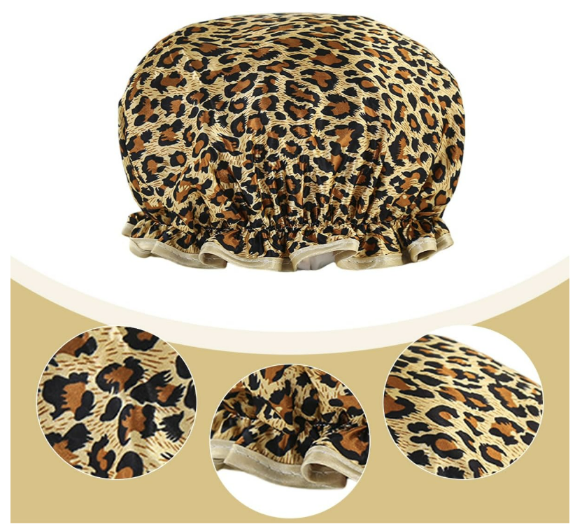 Leopard Shower Cap Reusable Bath Cap Waterproof