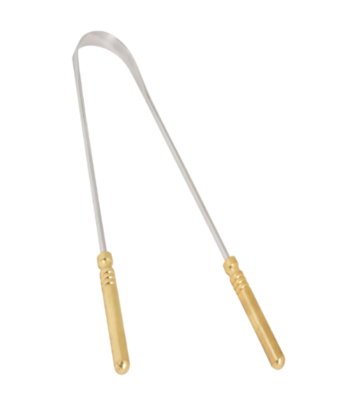 Tongue Cleaner featuring a sturdy Brass Handle