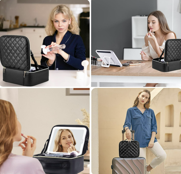 Travel Makeup Cosmetic Bag Lighted Bag With Mirror