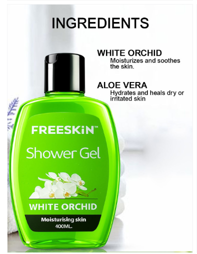 FREESKIN SHOWER GEL WHITE ORCHID MOISTURISING SKIN 400ML