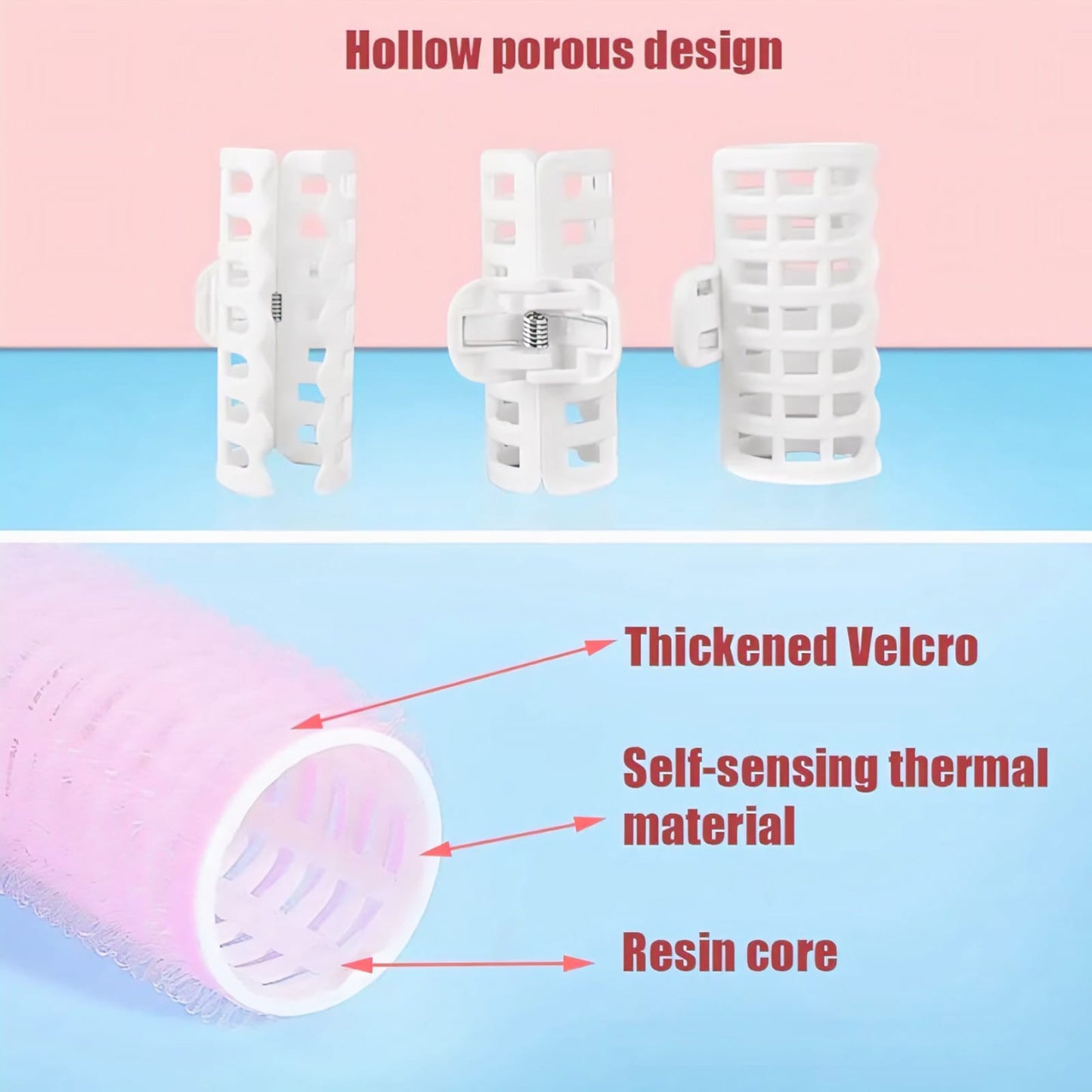 Magic Rollers – Cling Stick Hair Curlers for Curls &, Waves (Pink)