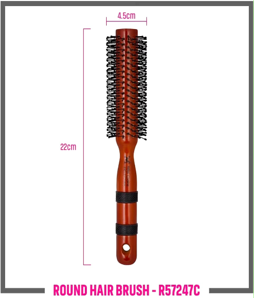 Miss Claire Wooden Round Hair Brush with Soft Bristles