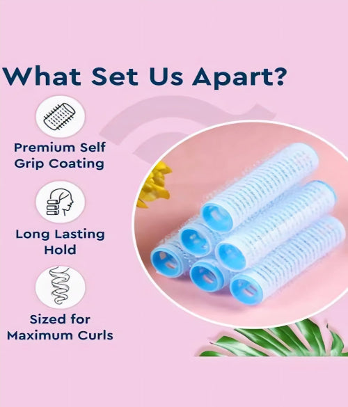 BADI 10Pcs Hairdressing Home Use Soft Large Self-Adhesive Hair Roller (Random Color )