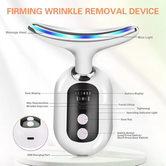 Beauty Device for Face & Neck – Anti-Wrinkle & Skin Tightening with 3 Light Modes