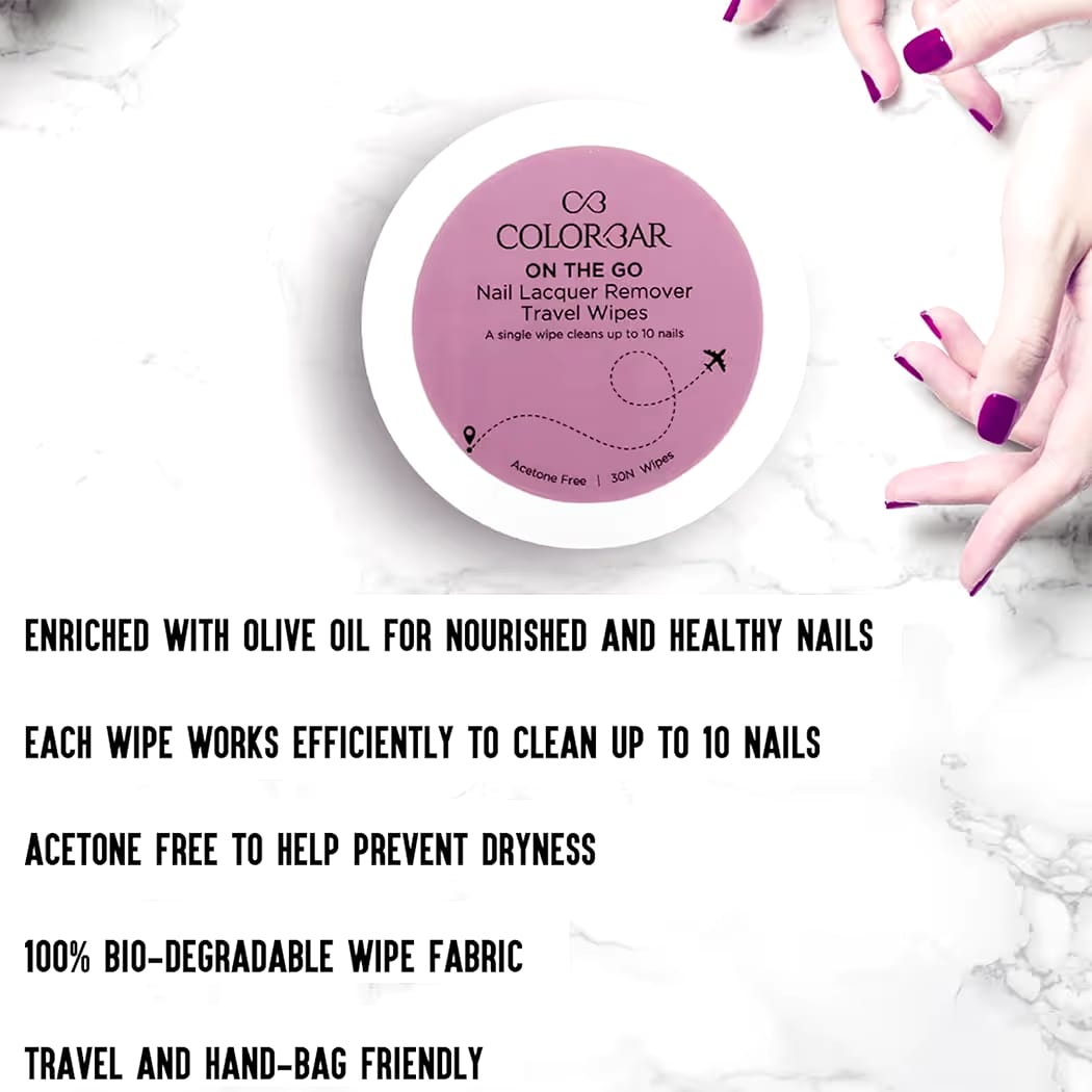 COLORBAR NAIL LACQUER REMOVER TRAVEL WIPES