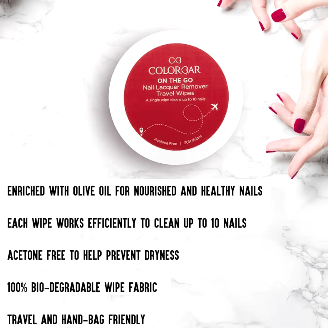 COLORBAR NAIL LACQUER REMOVER TRAVEL WIPES