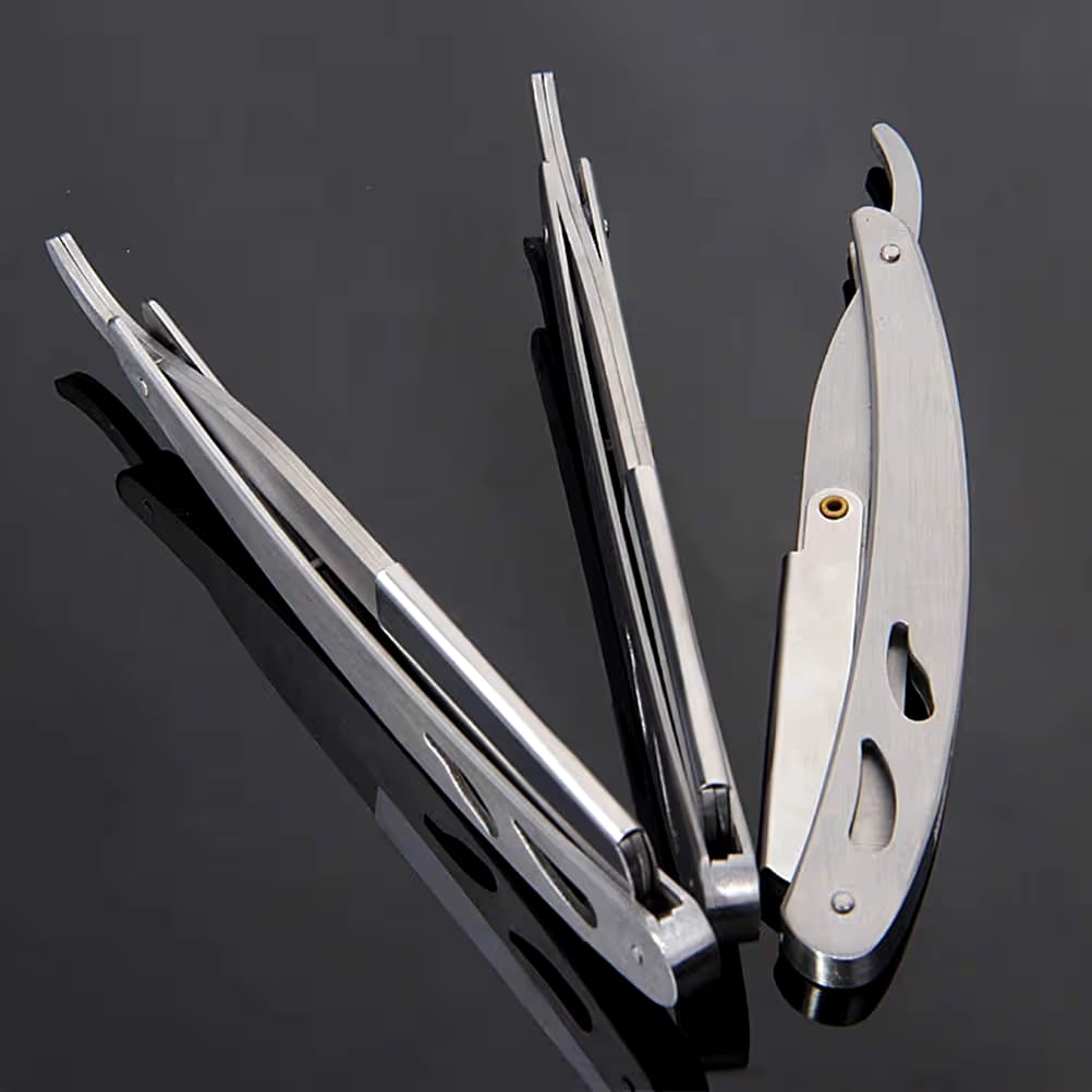 USTRA Stainless Steel Folding Straight Edge Safety Razor