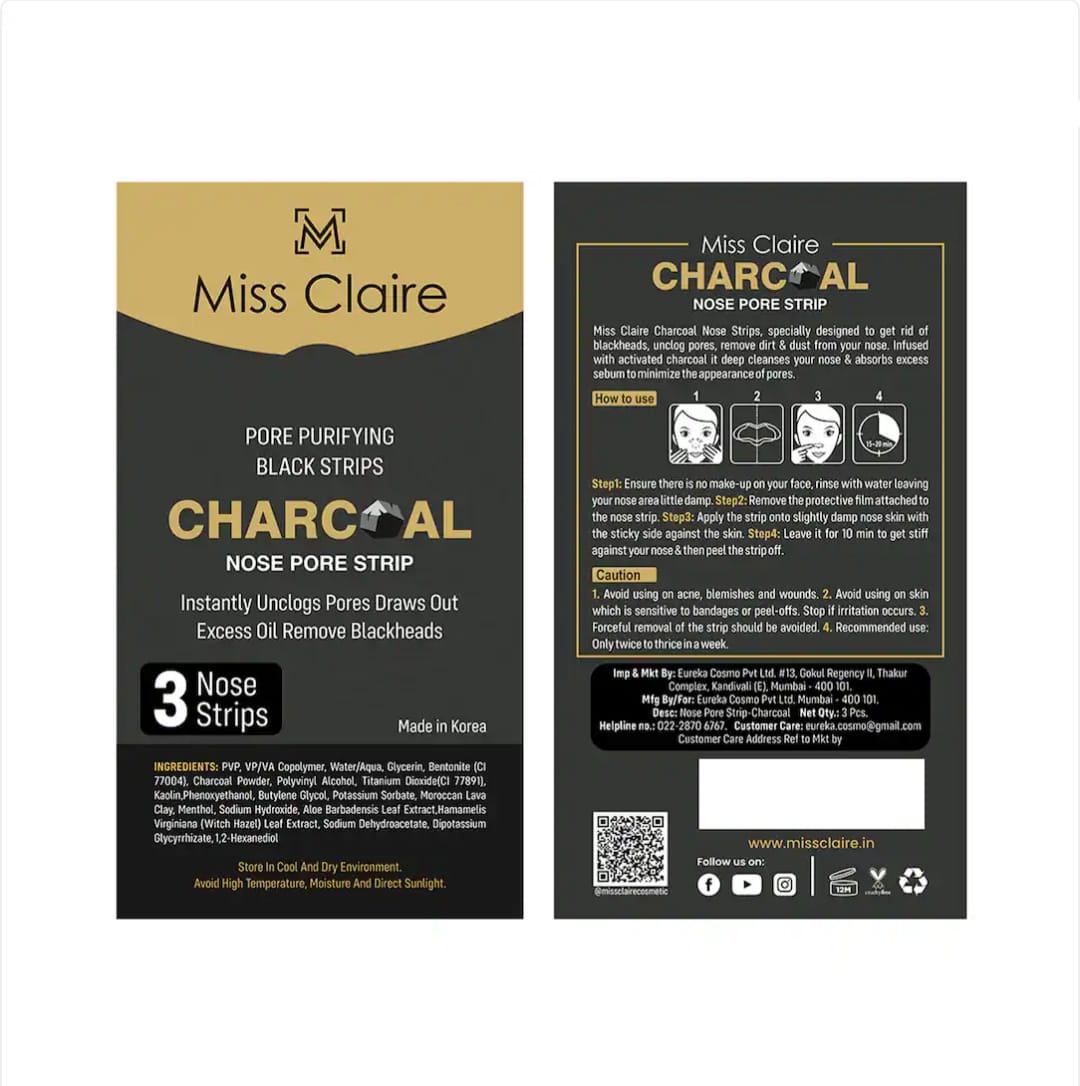 MISS CLAIRE PORE PURIFYING BLACK CHARCOAL NOSE STRIPS