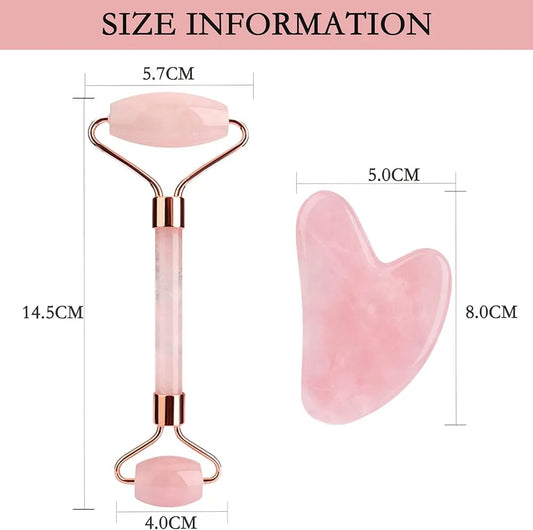 Jade Roller & Gua Sha Set – Natural Rose Jade