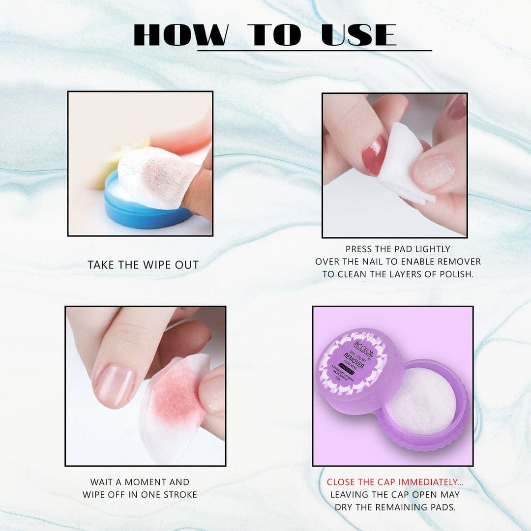 INCOLOR NAIL POLISH REMOVER TRAVEL WIPES PACK OF 6 PCS