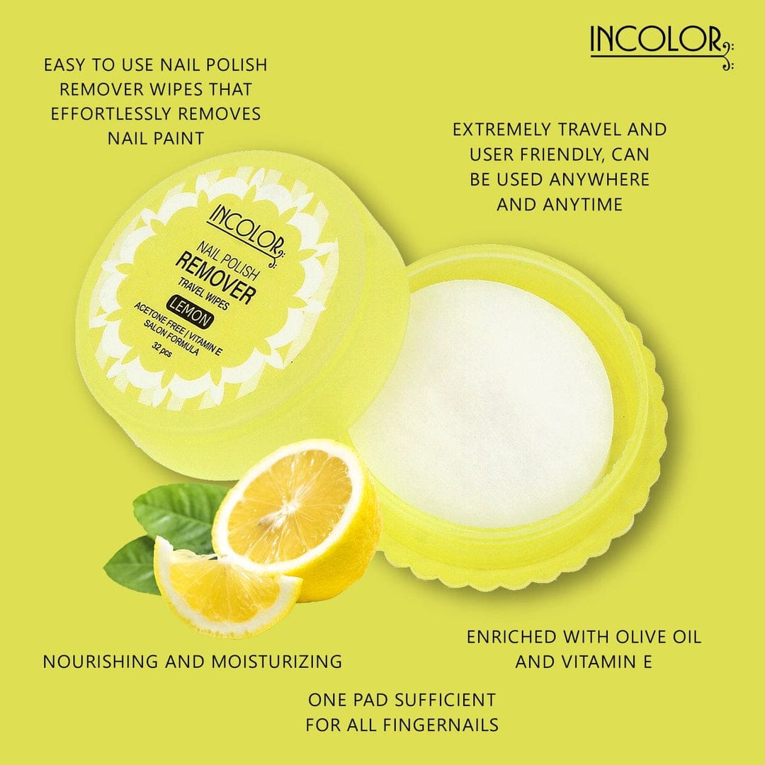 INCOLOR NAIL POLISH REMOVER TRAVEL WIPES PACK OF 6 PCS