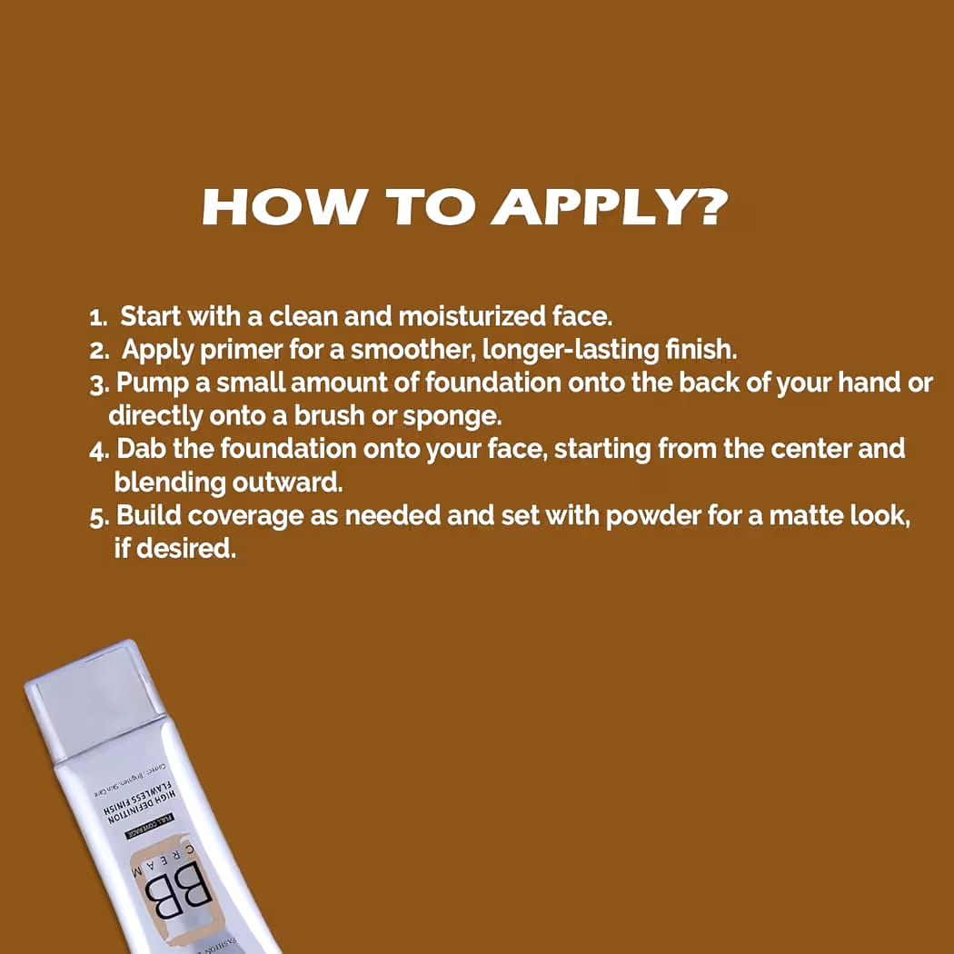 FASHION COLOR BB CREAM FULL COVERAGE HIGH DEFINITION FLAWLESS FINISH