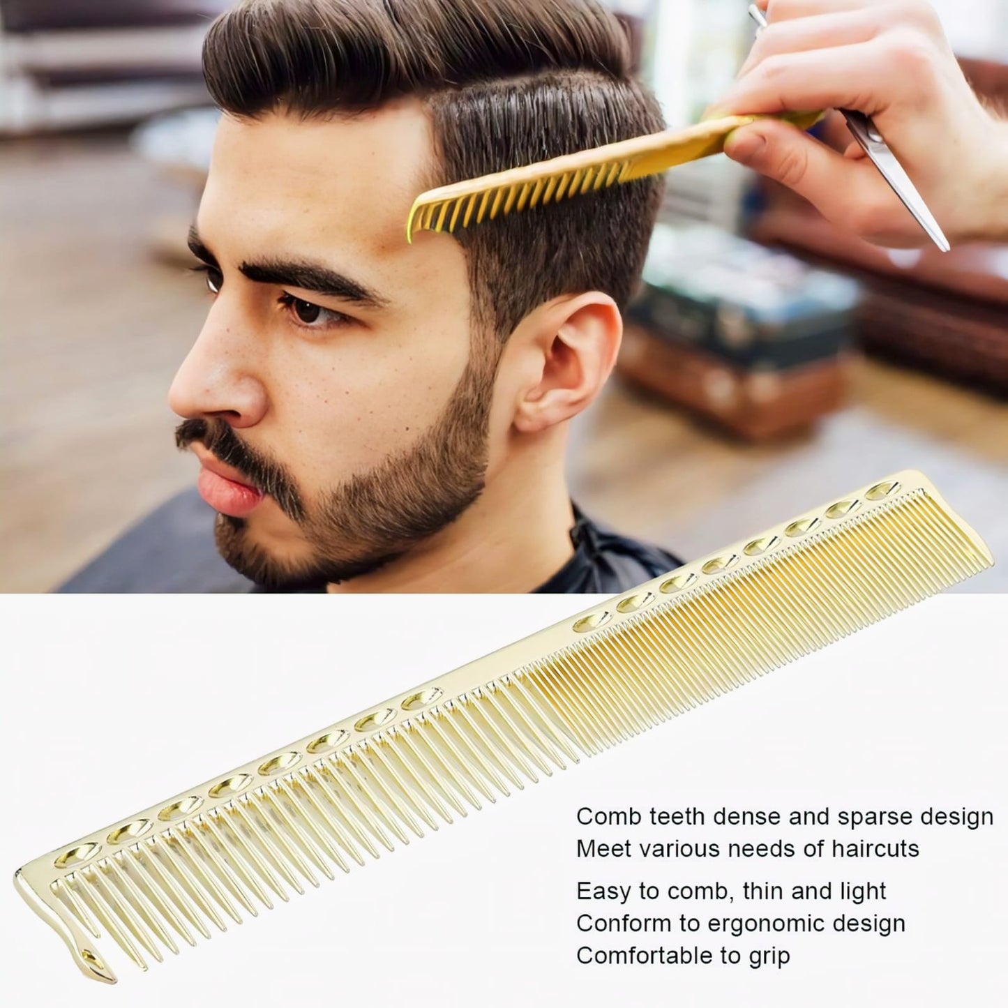 Stainless Steel Haircut Comb with Wide and Fine Teeth