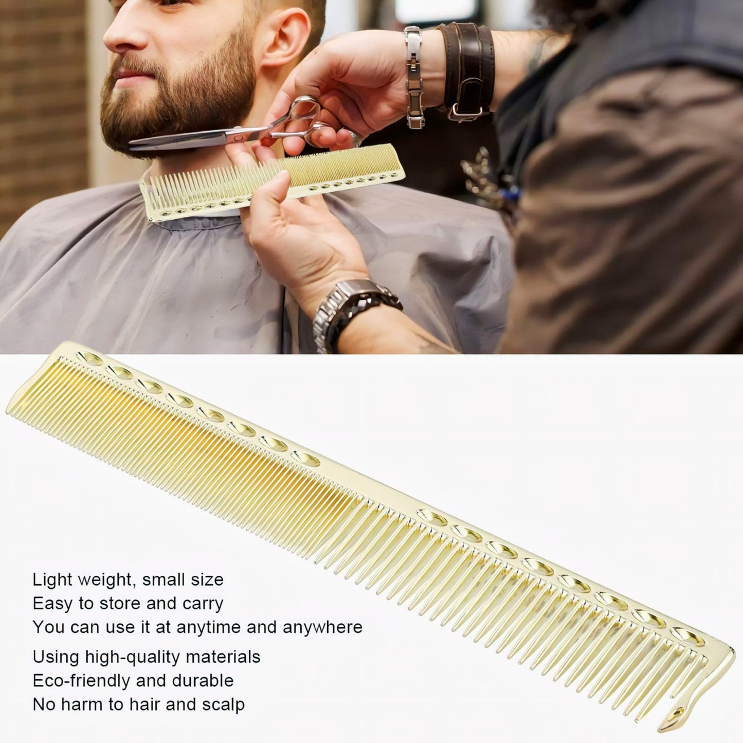 Stainless Steel Haircut Comb with Wide and Fine Teeth