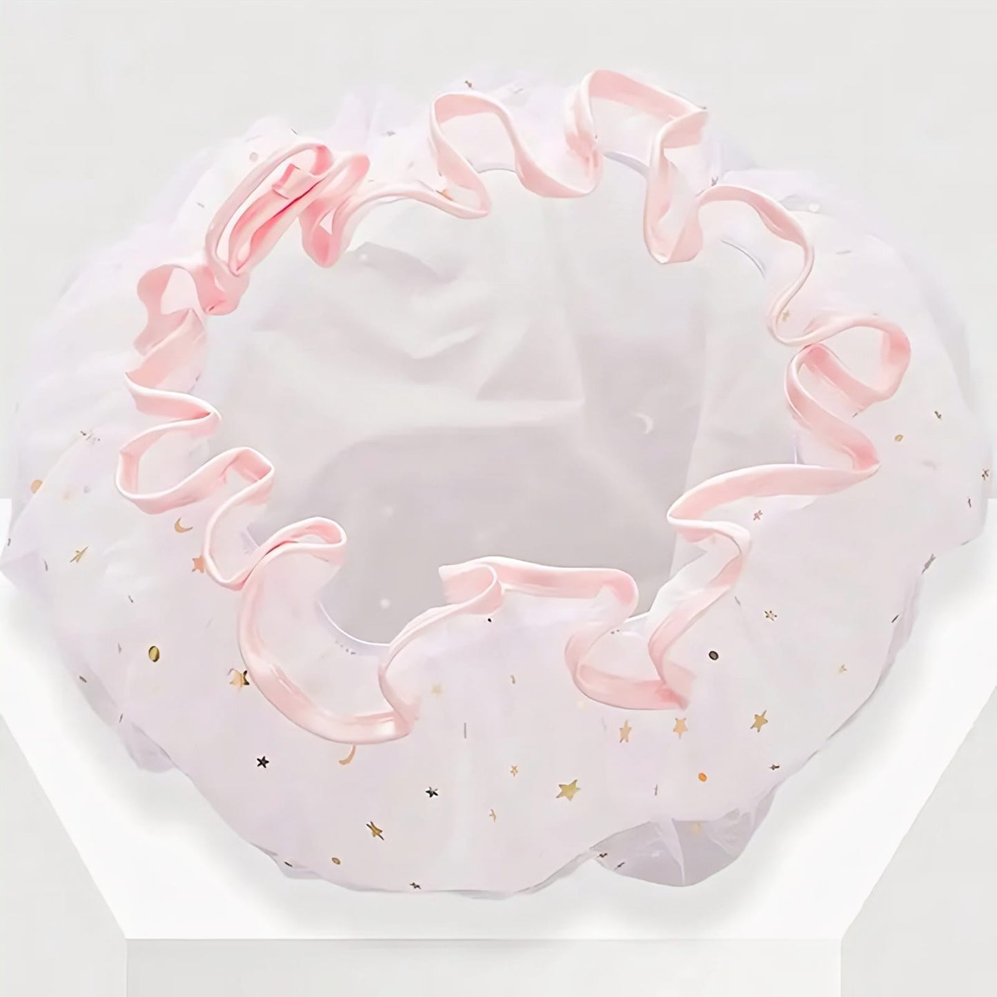 Double Layer Waterproof Lace Hair Shower Cap