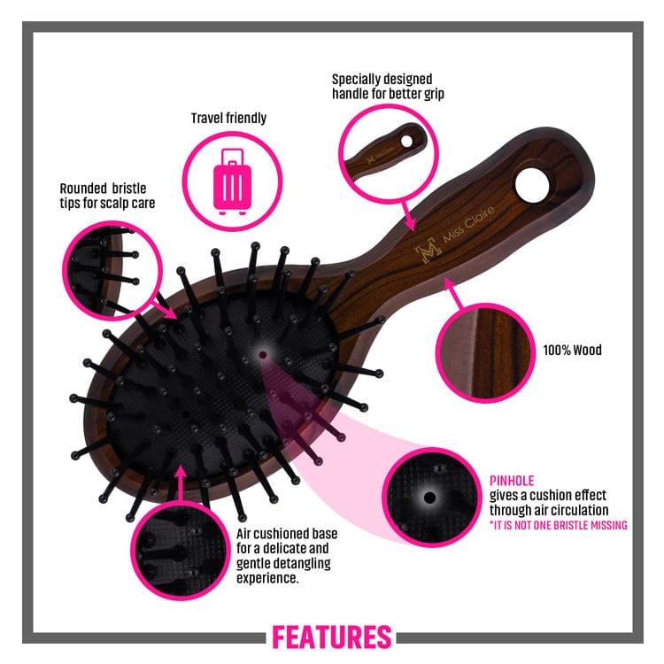MISS CLAIRE P79105F PADDLE HAIR BRUSH WITH MIRROR - SMALL