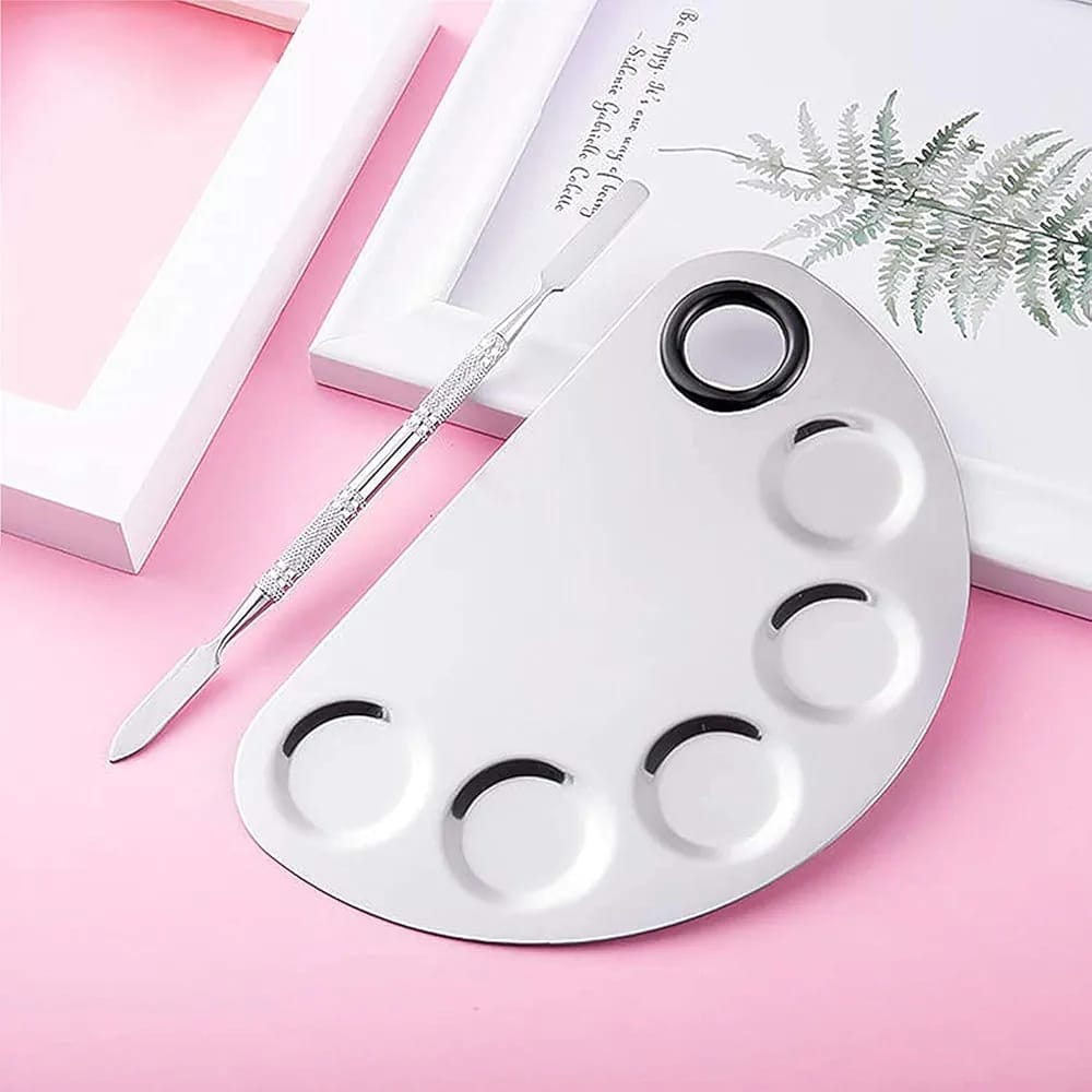Makeup Mixing Color Plate/Pallete stainless Steel with Spatula