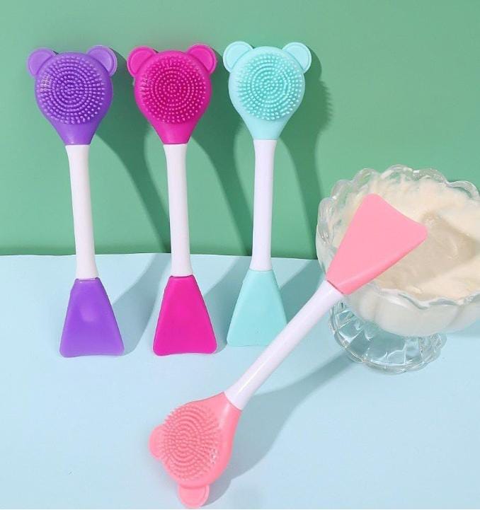 2-in-1 Soft Silicone Bear Face Cleansing Brush Hand