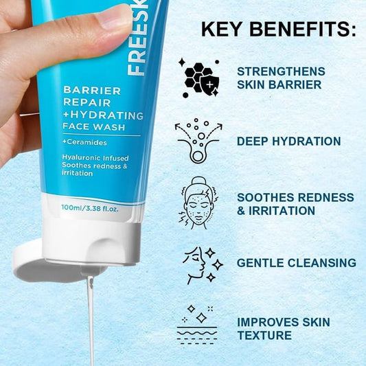 FREE SKIN REPAIR HYDRATING WITH CERAMIDES SOOTHES REDNESS & IRRITATION FACE FACE WASH 100ML