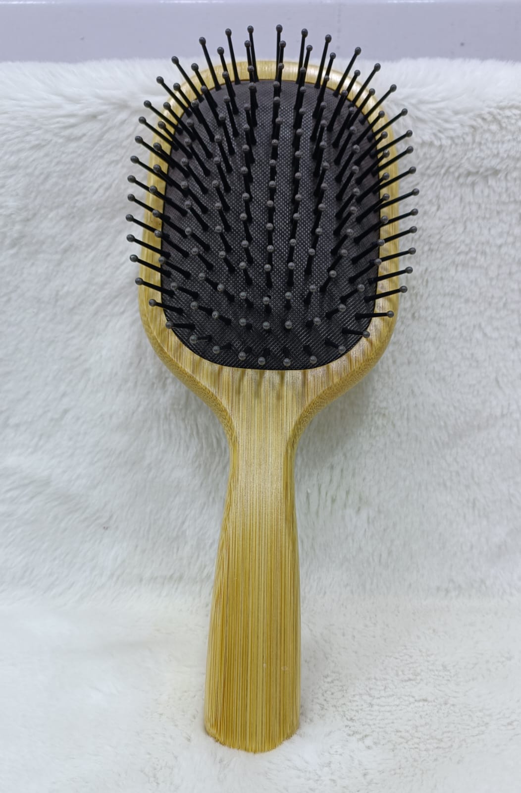 Wood Hair Brush-Paddle Hair brush with Metal Pin Bristles-Wooden Brush for Hair