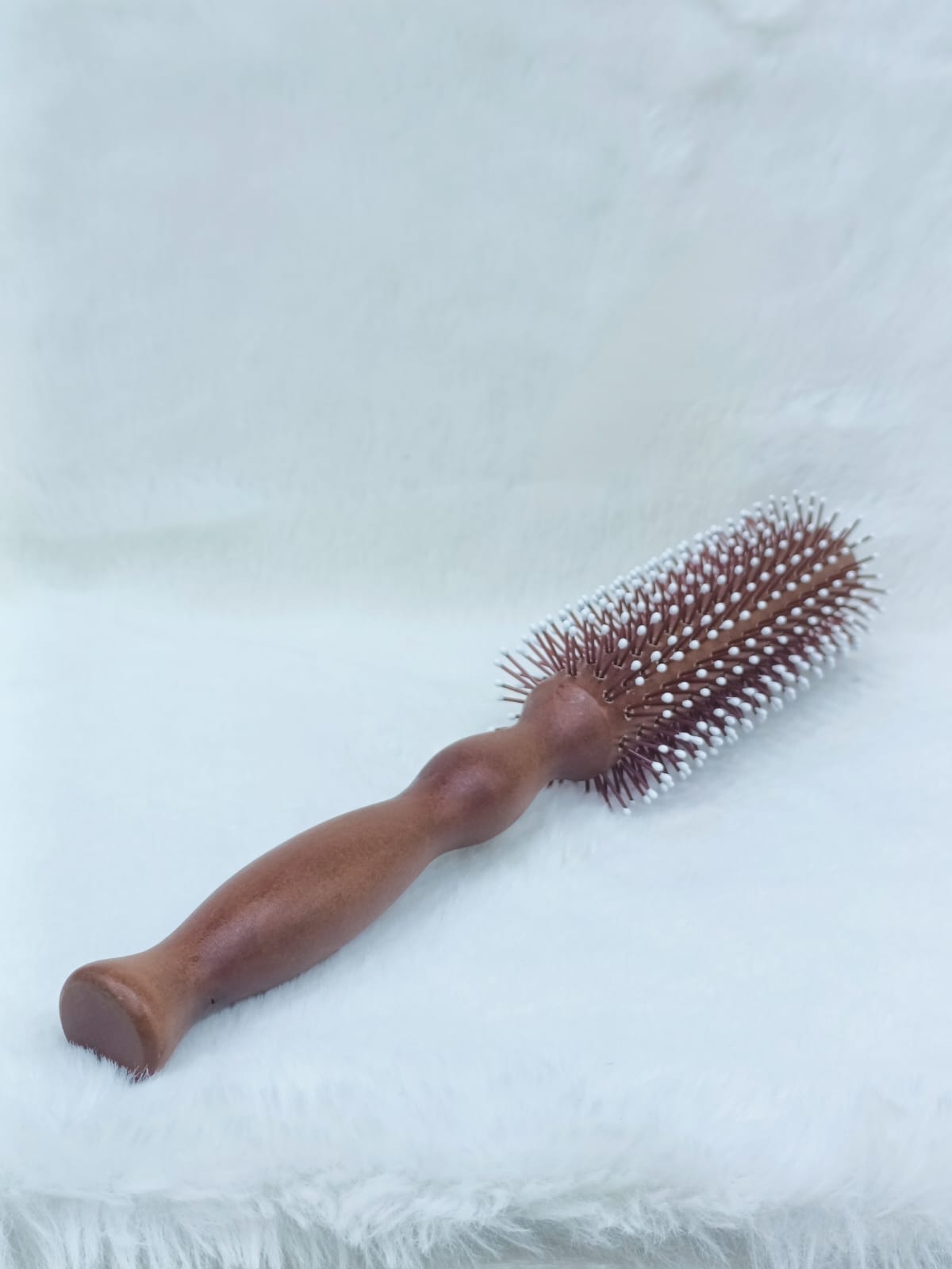 Round Brush with Wooden and Brown Colored Handle with Brown Brush Colored Head (Brown)