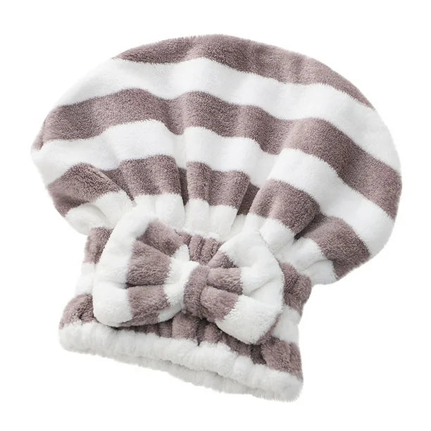Hair Drying Towel Wrap with Bow-Knot & Shower Cap Set !