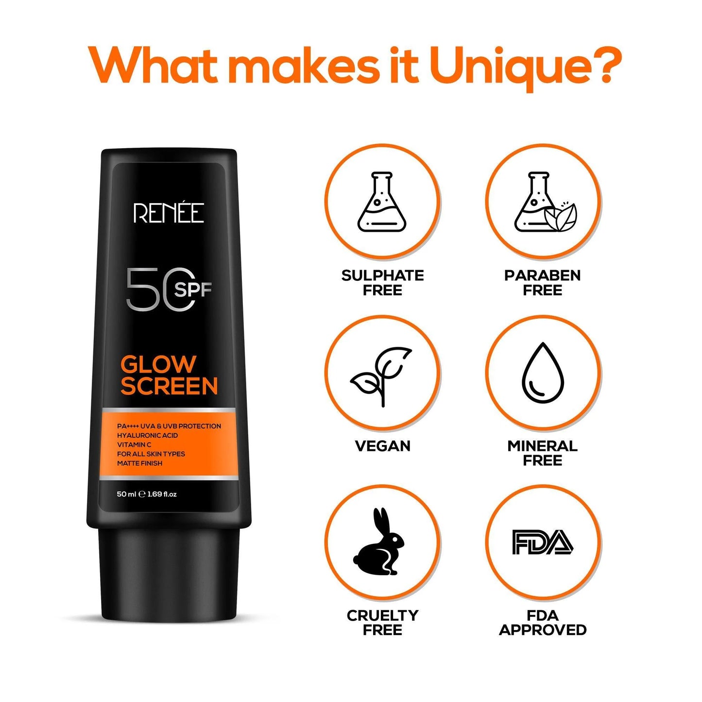 RENEE Glow screen SPF 50 Sunscreen Cream - 50ml