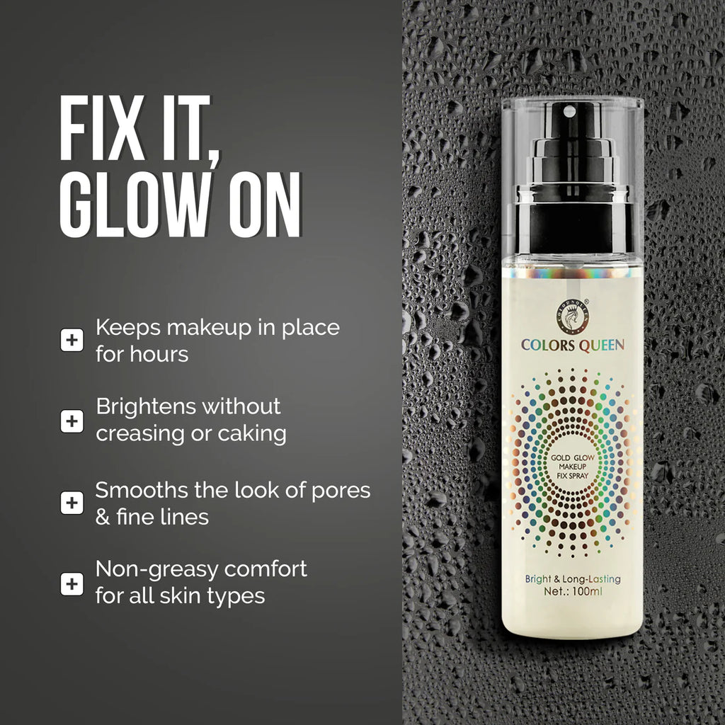 COLORS QUEEN GOLD GLOW MAKEUP FIX SPRAY MFG 03