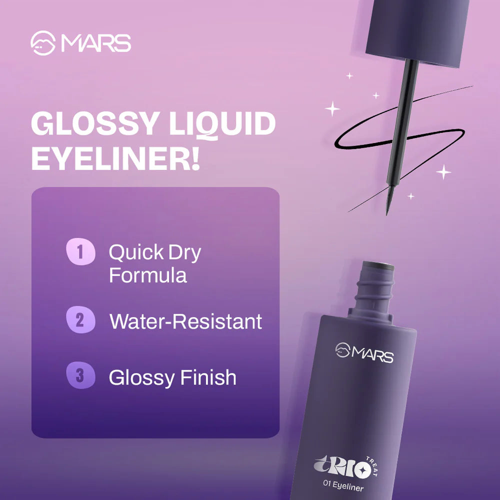 MARS TRIO Treat 3-IN-1 Eye Makeup Kit with Eyeliner, Mascara & Eyeshadow