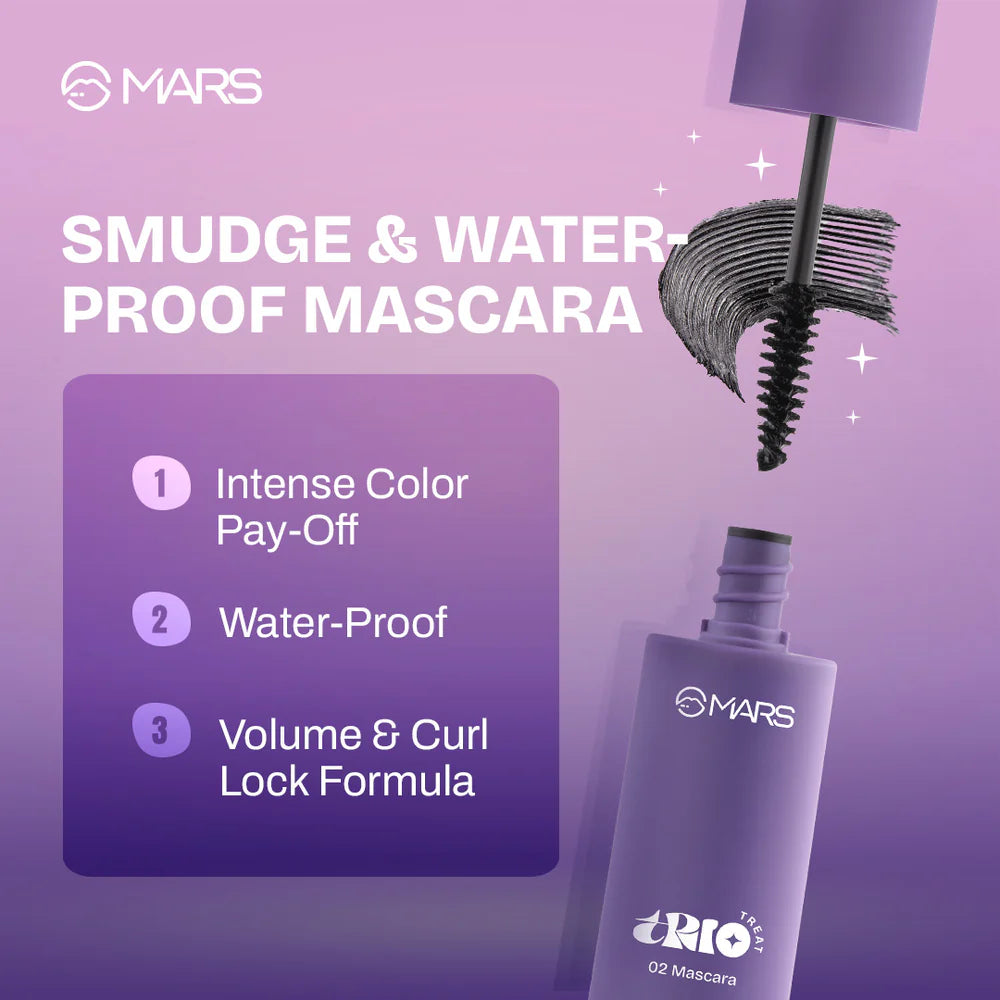 MARS TRIO Treat 3-IN-1 Eye Makeup Kit with Eyeliner, Mascara & Eyeshadow