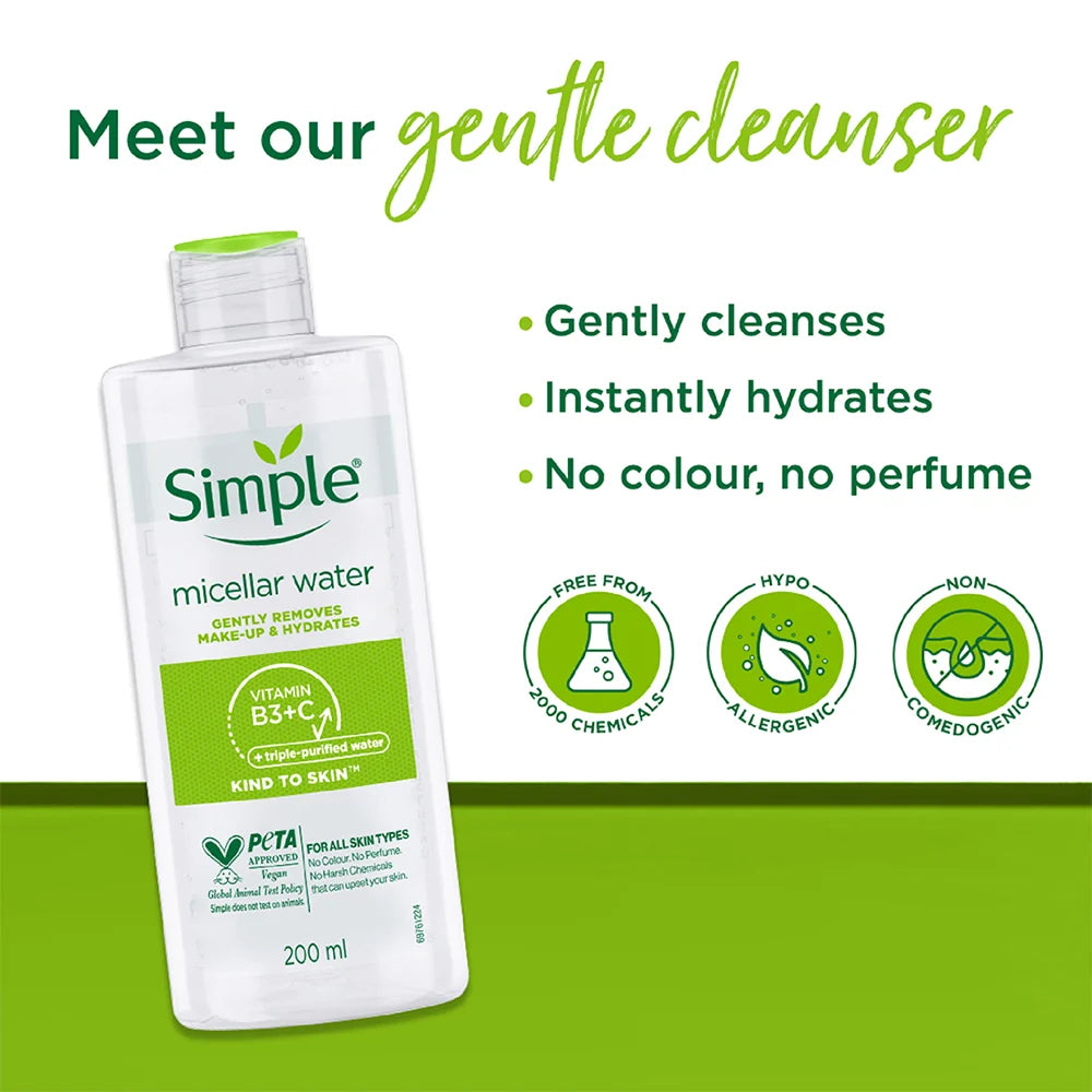Simple Micellar Cleansing Water / Refreshing Facial Wash 200ml