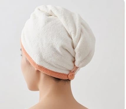 Microfiber Hair Towel with Button – Quick Dry Hair Wrap