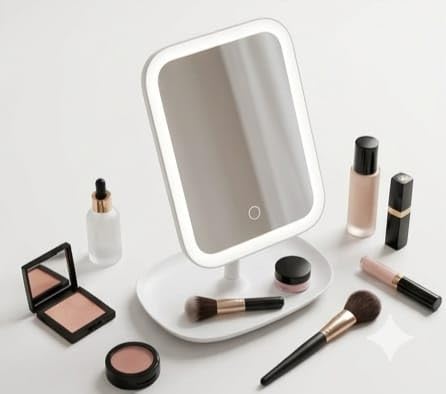 Mirror with LED Light Portable Square Mirror with Stand