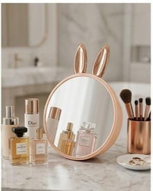 Rabbit Heart Desk Desktop Small Round Makeup Mirror