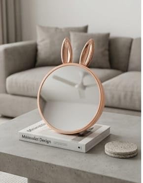 Rabbit Heart Desk Desktop Small Round Makeup Mirror