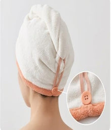 Microfiber Hair Towel with Button – Quick Dry Hair Wrap